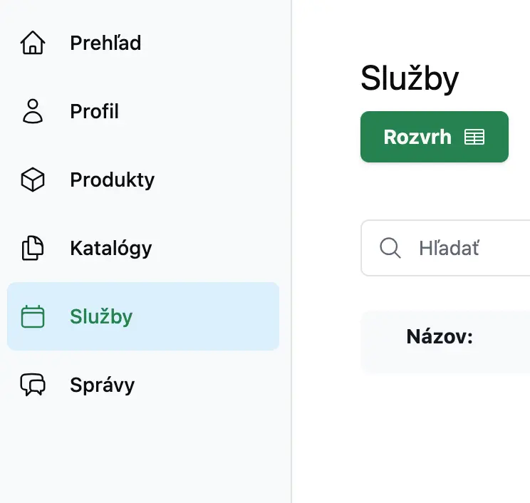 Rozhranie pre tvorbu udalostí / Služieb